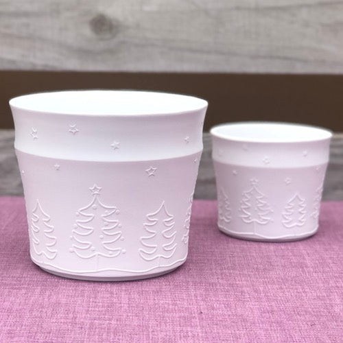 Ceramic Pot Cover - Bosco White