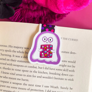 Halloween Ghost with Skull Book Magnetic Bookmark - Let Love Be My Motive Studio