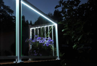 LED lights on the underside of a railing