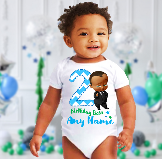 Boss Baby Black Girl Kids Birthday Family Custom Name White T