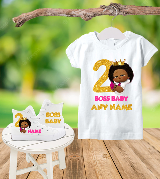 Boss Baby Black Girl Kids Birthday Family Custom Name White T Shirts - –  Sweet Tutus