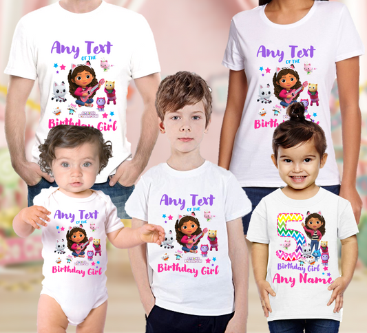 Gabby's Dollhouse Kids Birthday Family Custom Name Black T Shirts - Pi –  Sweet Tutus