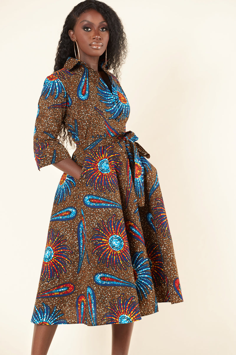 african print shirt dress