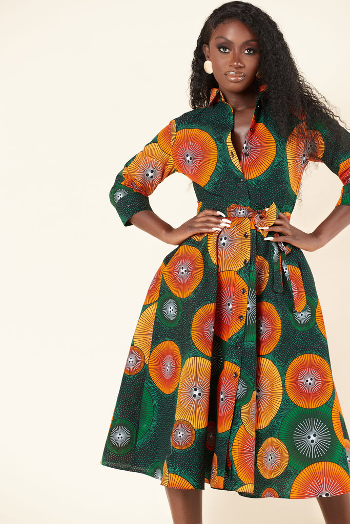 african print shirt dress