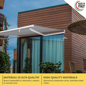 Tenda da Sole a Bracci Estensibili Tempotest Para', col. Avorio 93, Largh. 3m x Sporgenza 2.60m con Mantovana Ondulata - Arganello Destro