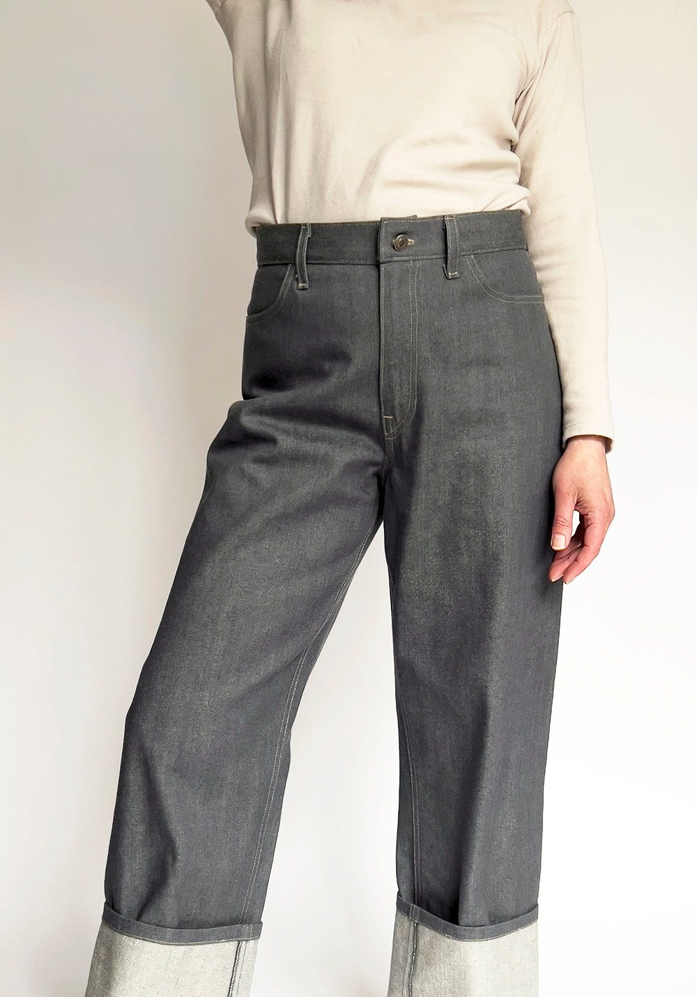 Merchant & Mills Heroine jeans made in grey Japanese selvedge denim ...