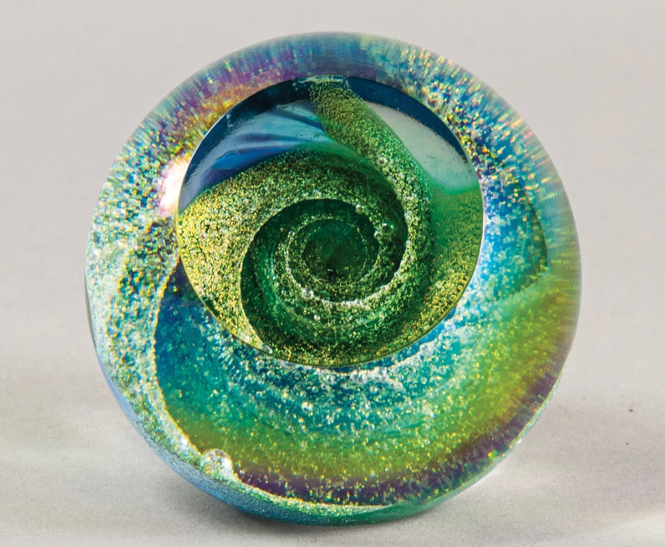 Emerald Sky Fireball Paperweight