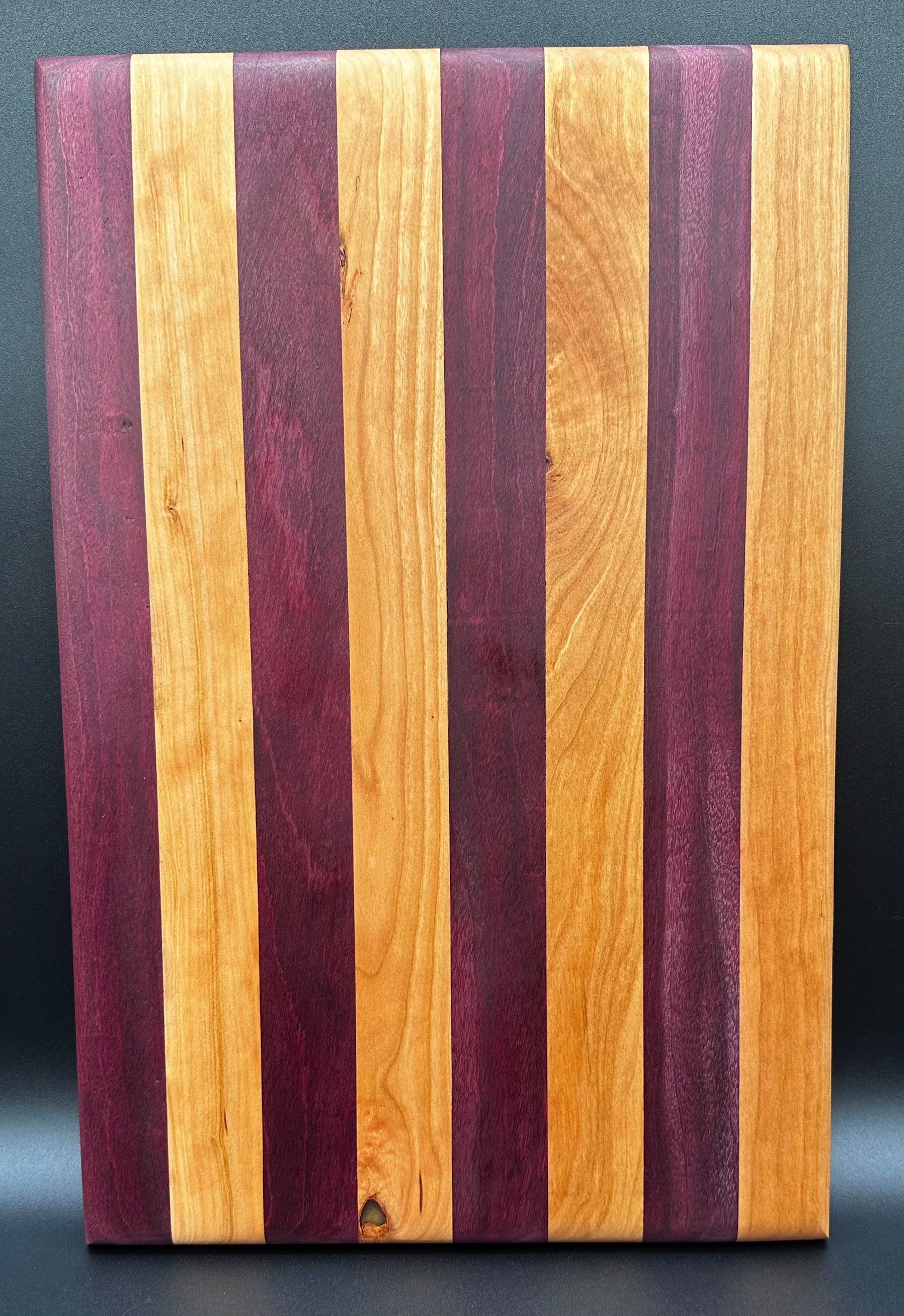 Montana Made Cutting Board with Handle in Walnut, Purpleheart and Cherry -  SMW Designs