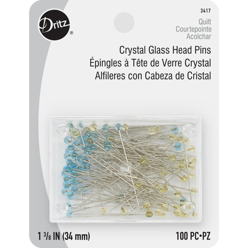 Dritz 1-3/8 inch Extra-Fine Glass Head Pins, White, 250 pc