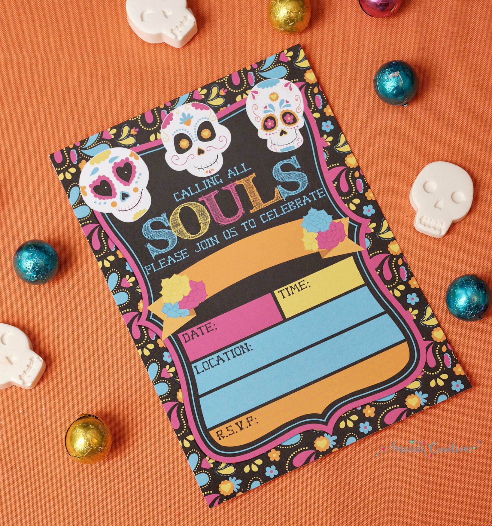 sugar skull party invitation