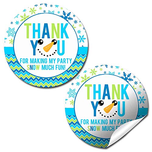 snowman thank you birthday party stickers