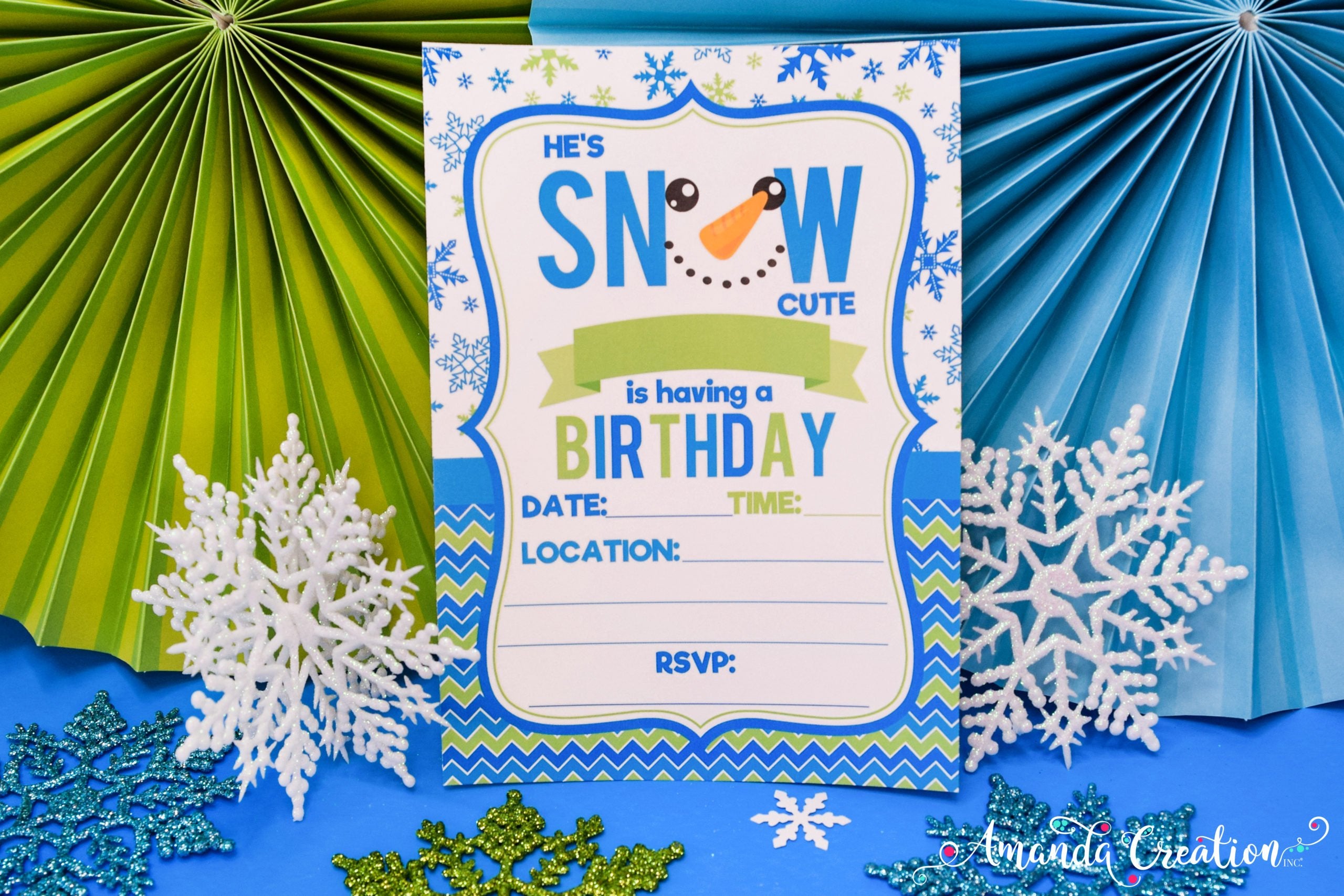 snowman boy birthday invitation