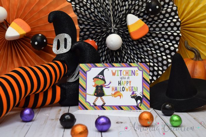 Happy Halloween Witch Postcards for Kids
