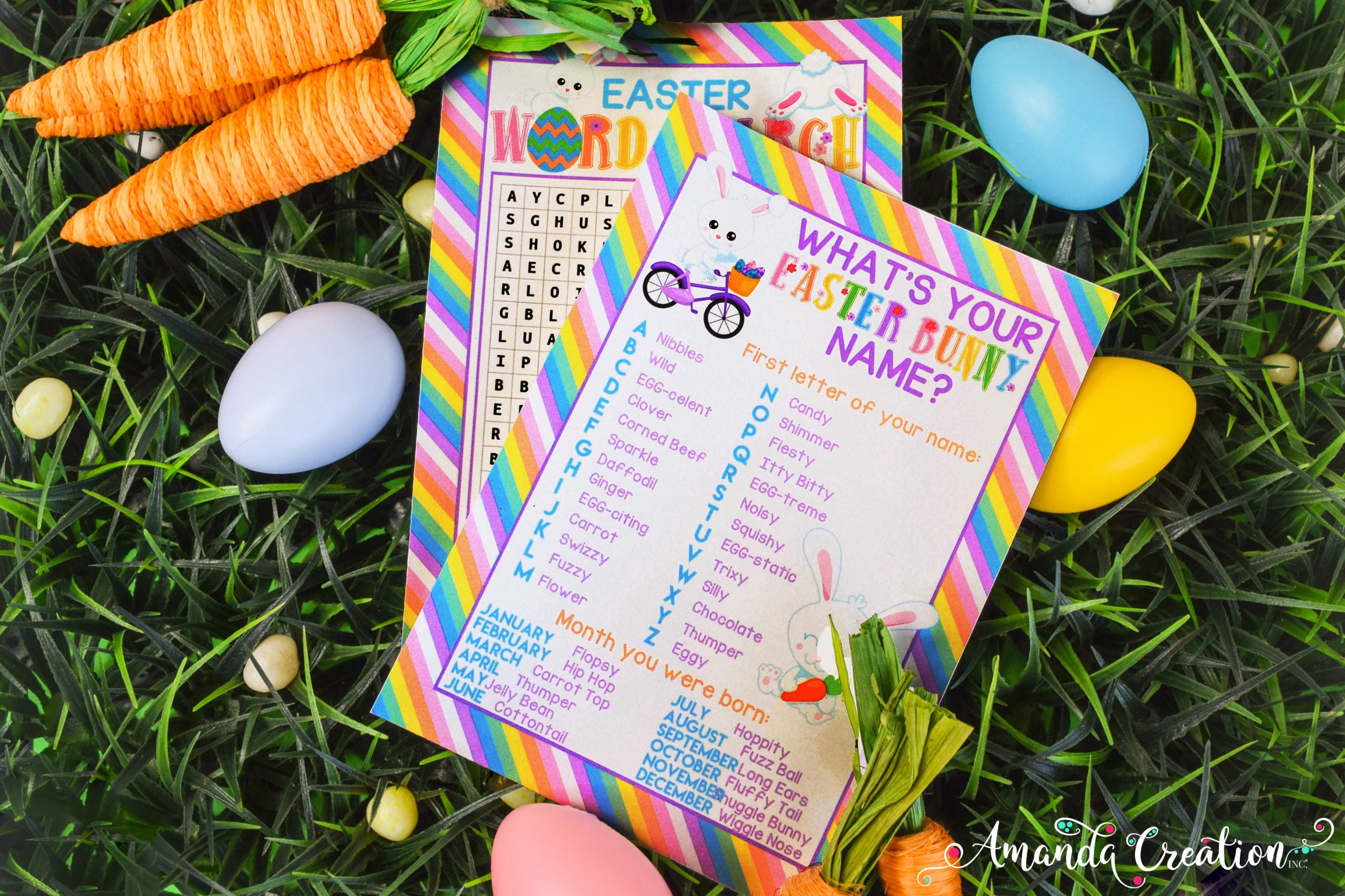 Easter Word Search and Bunny Name Game Cards