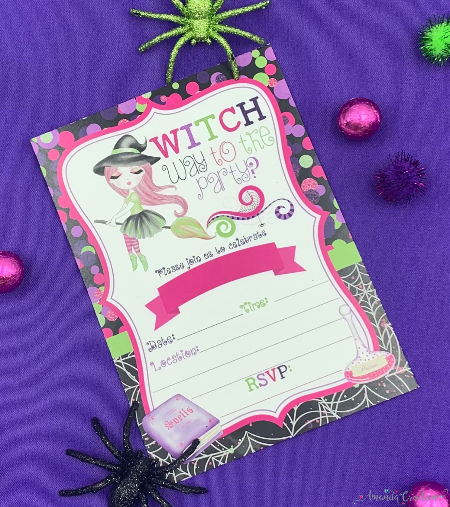 fancy witch party invitation
