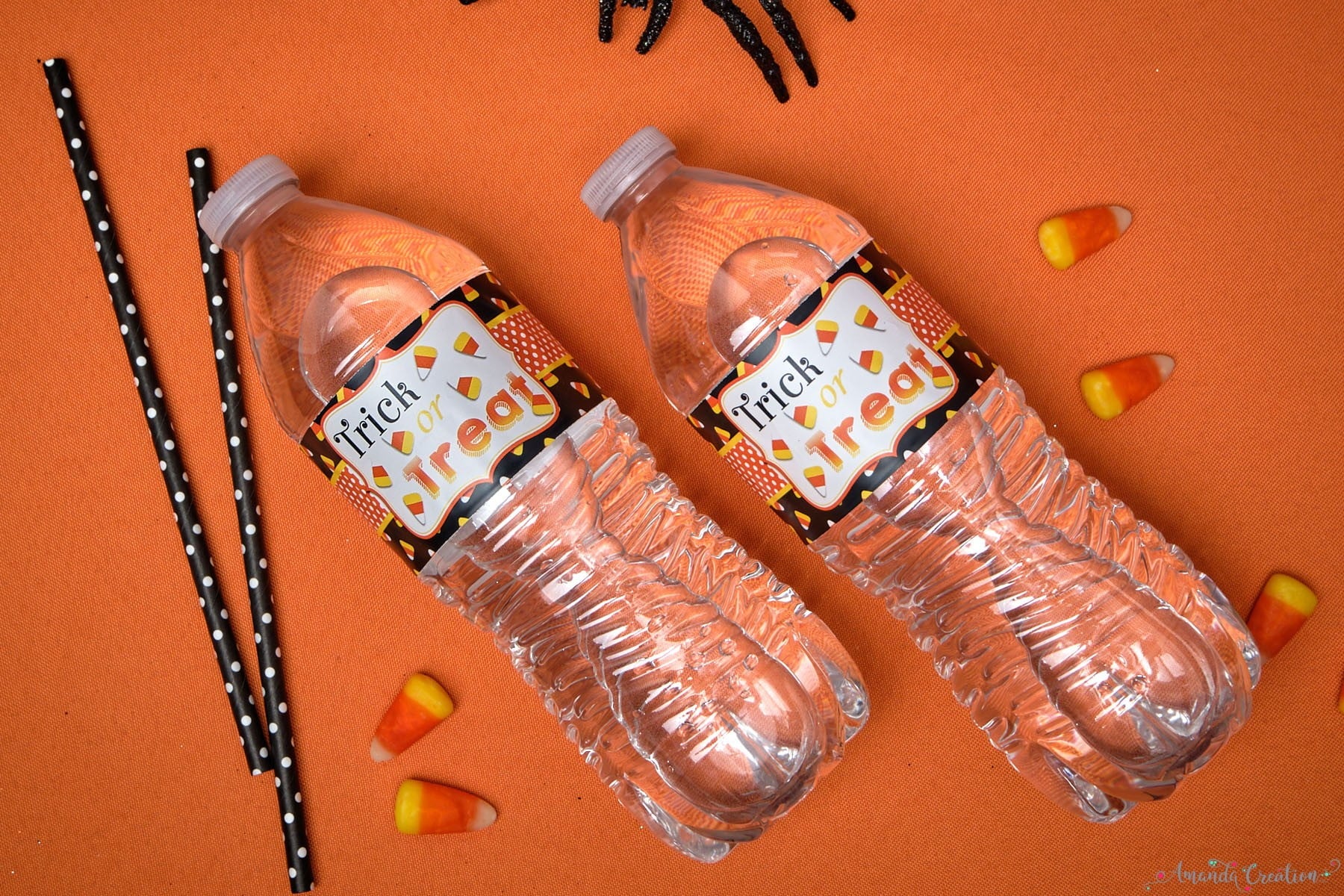 trick or treat water bottle labels