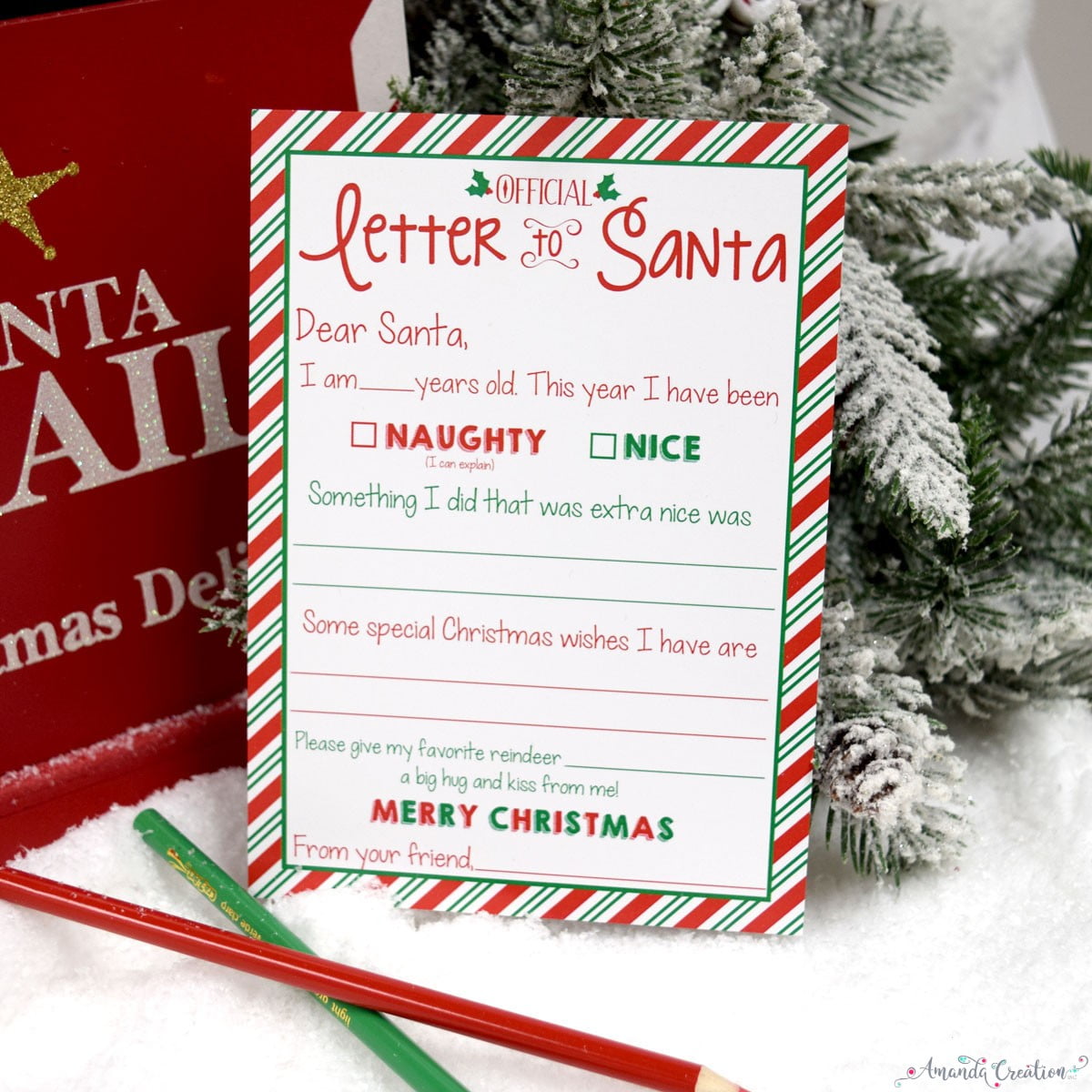 candy cane stripe letter to santa