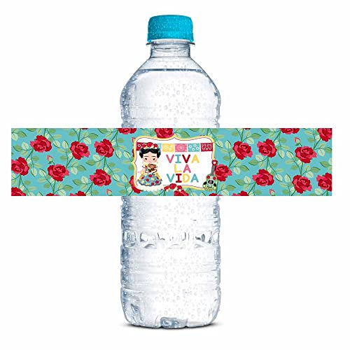 Ooh La La Watercolor Floral Paris Birthday Themed Waterproof Water Bottle  Sticker Wrappers 20 Wrap Around Labels Sized 1.75 x 8.5 by AmandaCreation