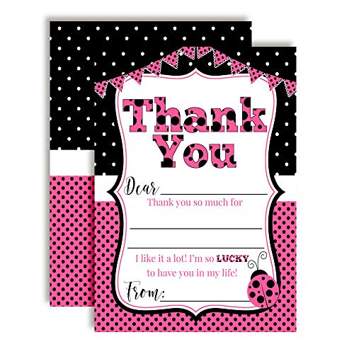 Pink Ladybug Thank You Cards