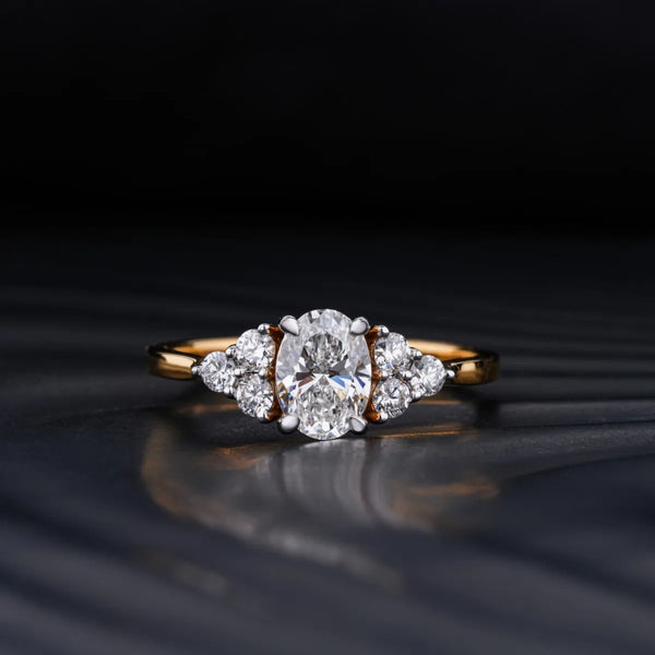 Oval Solitaire Ring With Round Accent Stones