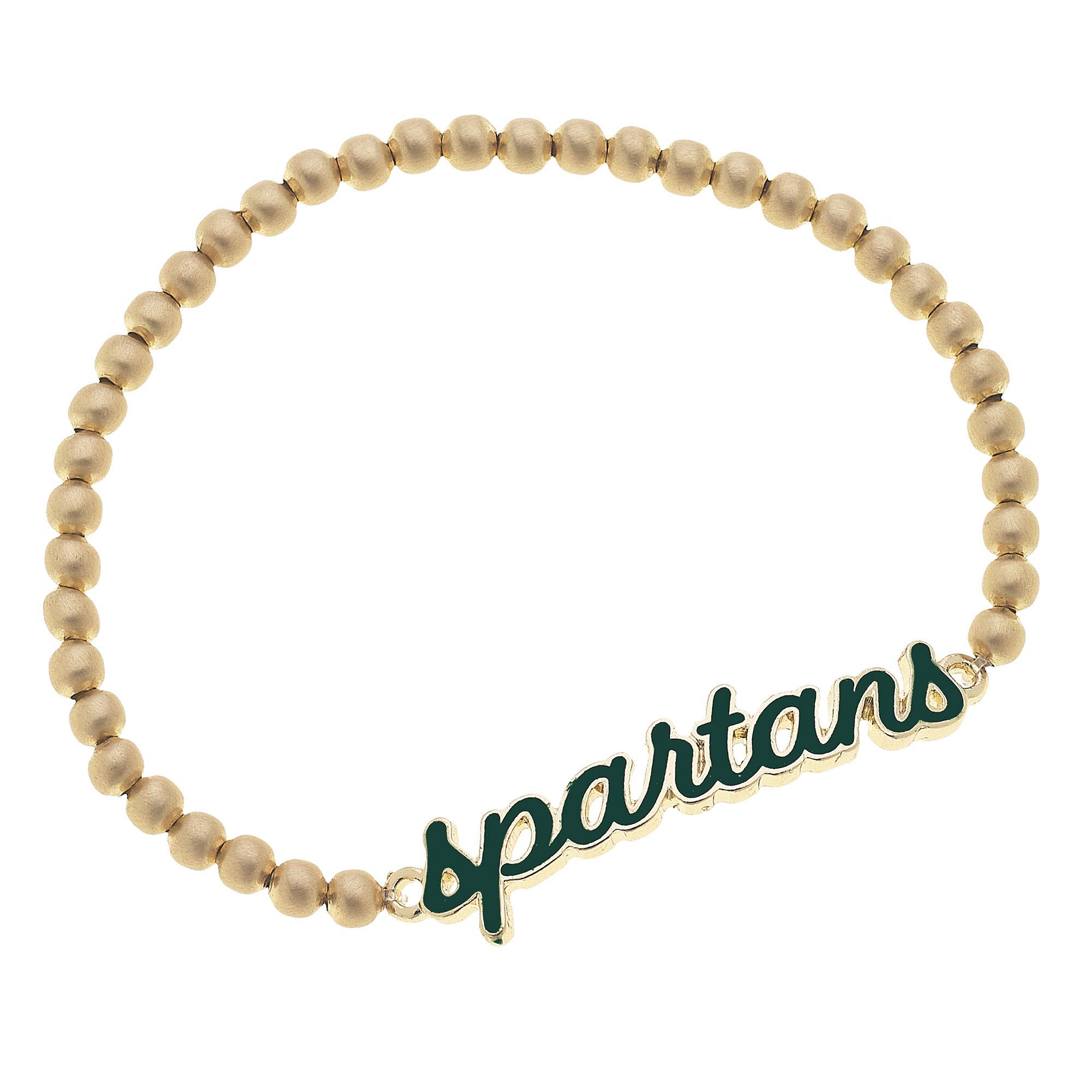 Spartans Script Gold Bead Stretch Bracelet