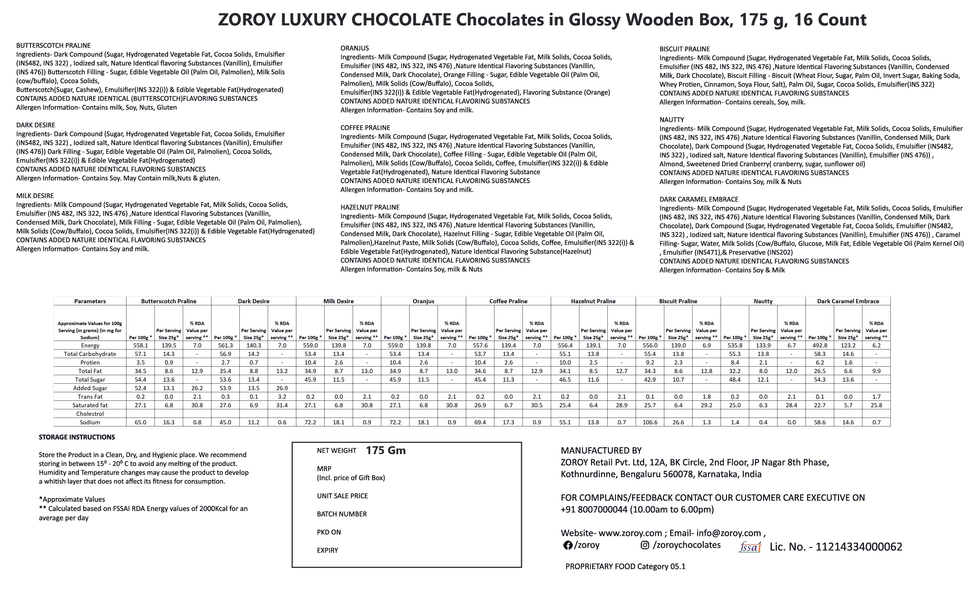 ZOROY Glossy Wooden Box of 16 Delite chocolates Gift Pack-image-1