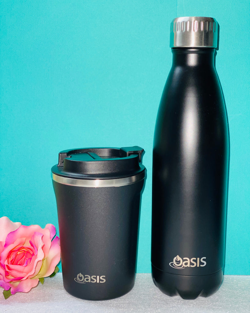 Black 380ml Travel Mug Bottle Gift Set Lana Berry