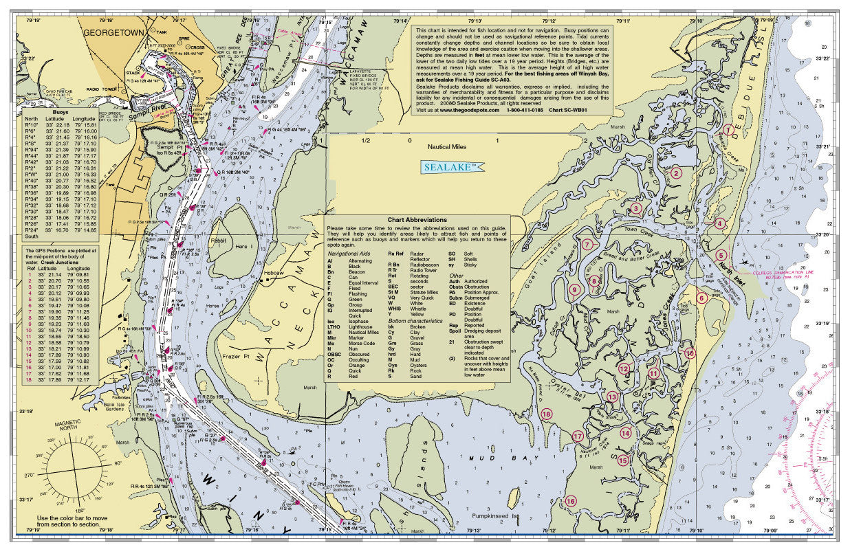 Winyah Bay Fishing Map South Carolina: Winyah Bay | Sealake Products Llc