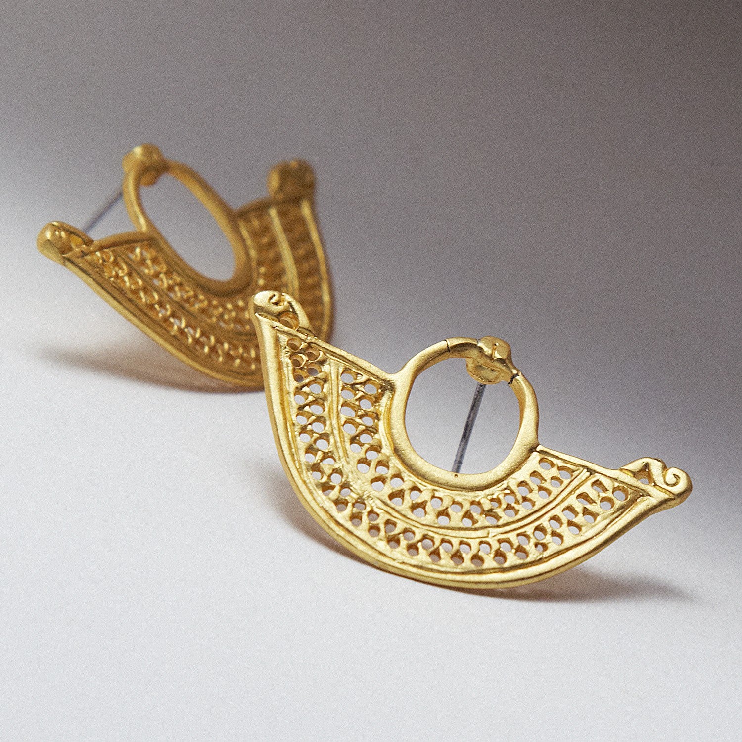Poet's Gold Earrings. Authentic Fair Trade Product. Ethically sourced. Handcrafted in Colombia. 24K Gold Fill