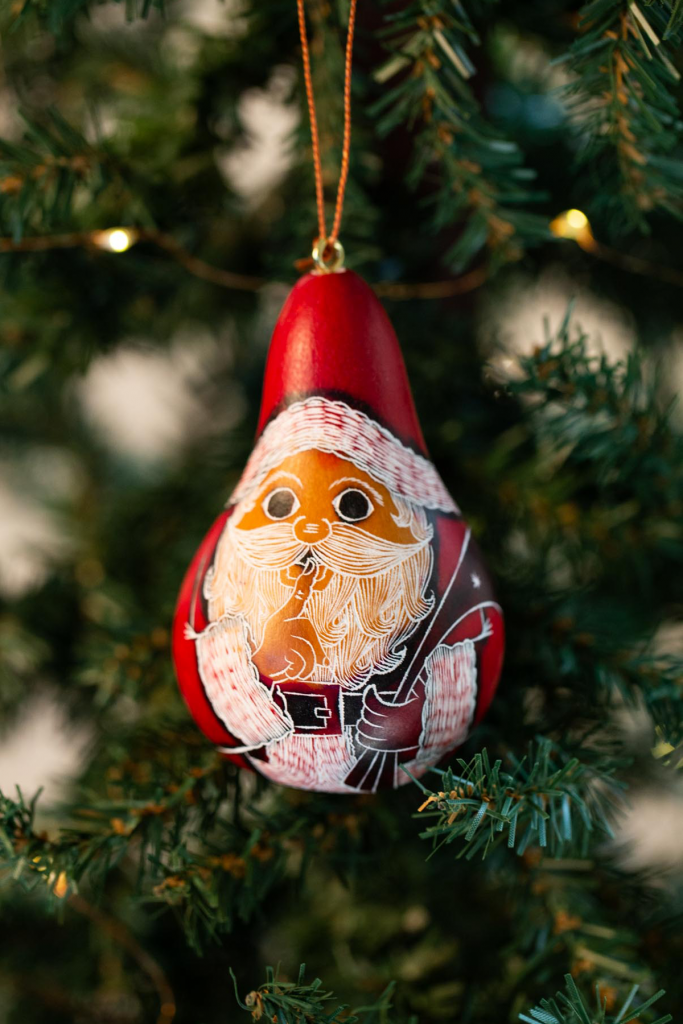 Santa Gourd Ornament