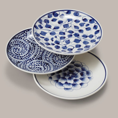 Assorted Blue Petals Dessert Plates