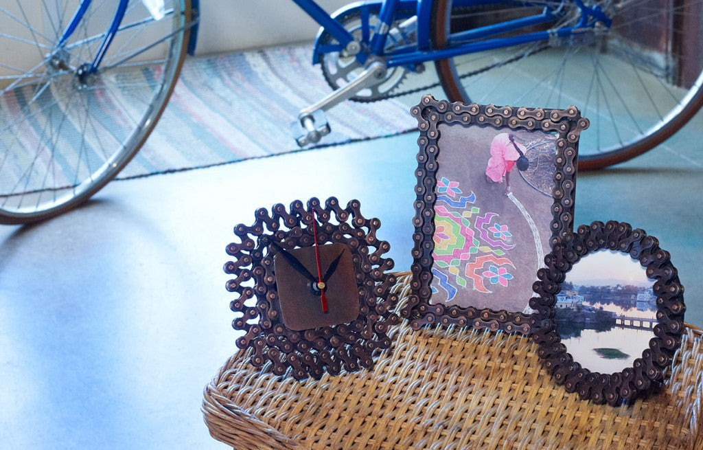 Recycled Bicycle Chain Candleholder and Picture Frames | Handmade Fair Trade