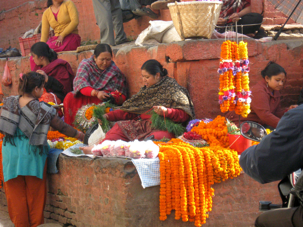 Ten Thousand Villages, Mosaic. Nepal: A Journey Through the Mountains — Kathmandu Streets, Flower Garlands