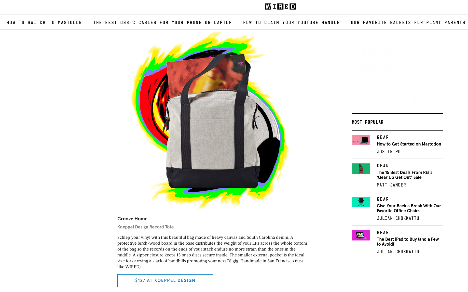 Koeppel Design Record Tote in Wired Magazine Gift Guide