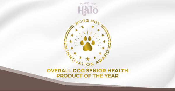 an award for Pet Innovation Awards and Muffin's Halo Logo