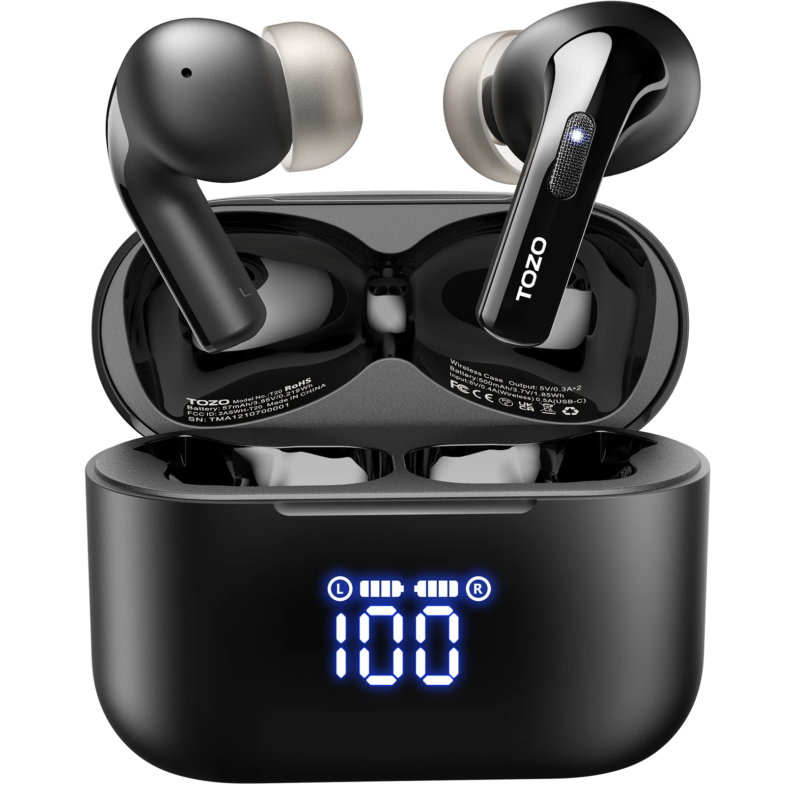 TOZO t20 bluetooth earbuds black