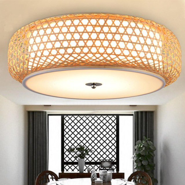 Bamboo Wicker Rattan Lantern Shade Ceiling Light By Artisan Living