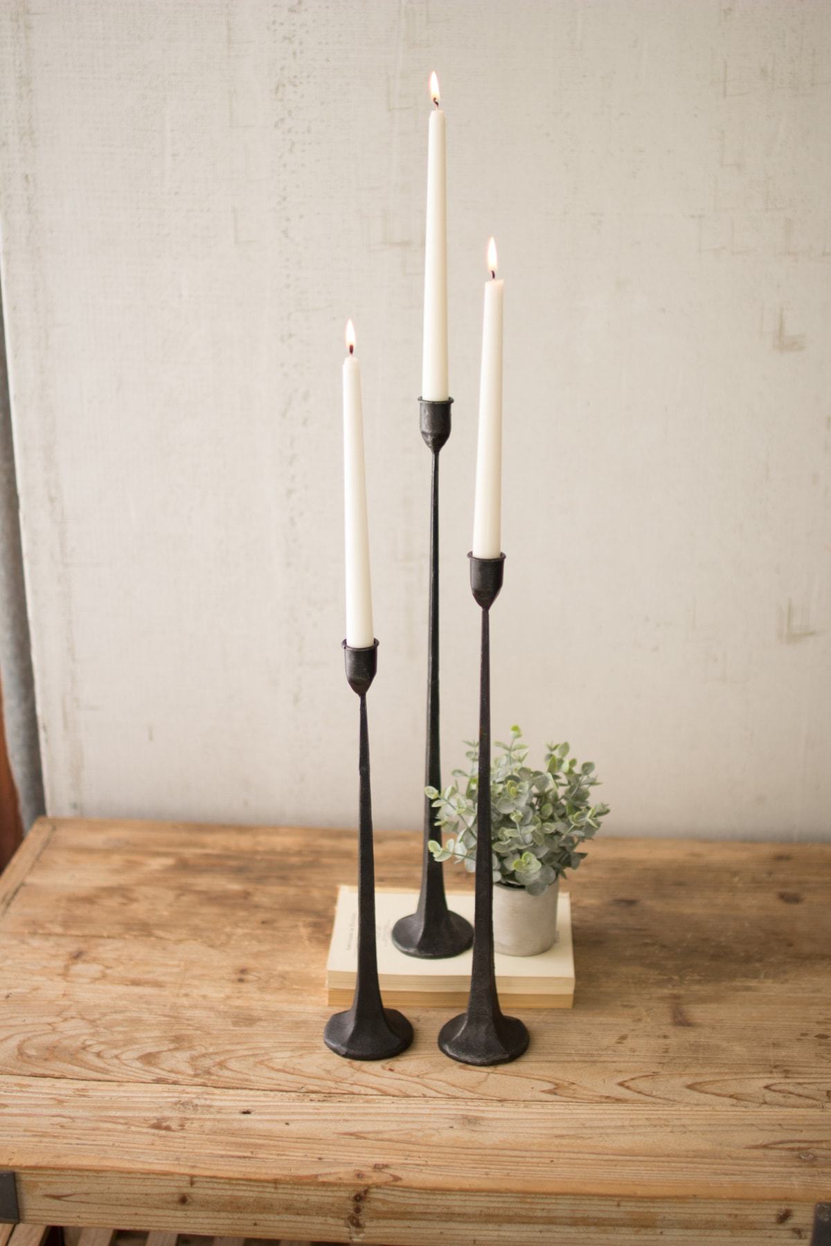 set of 3 tall candle holders