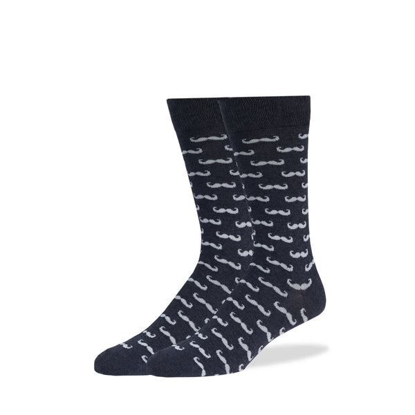 Blue & White Mustache Socks - SprezzaBox