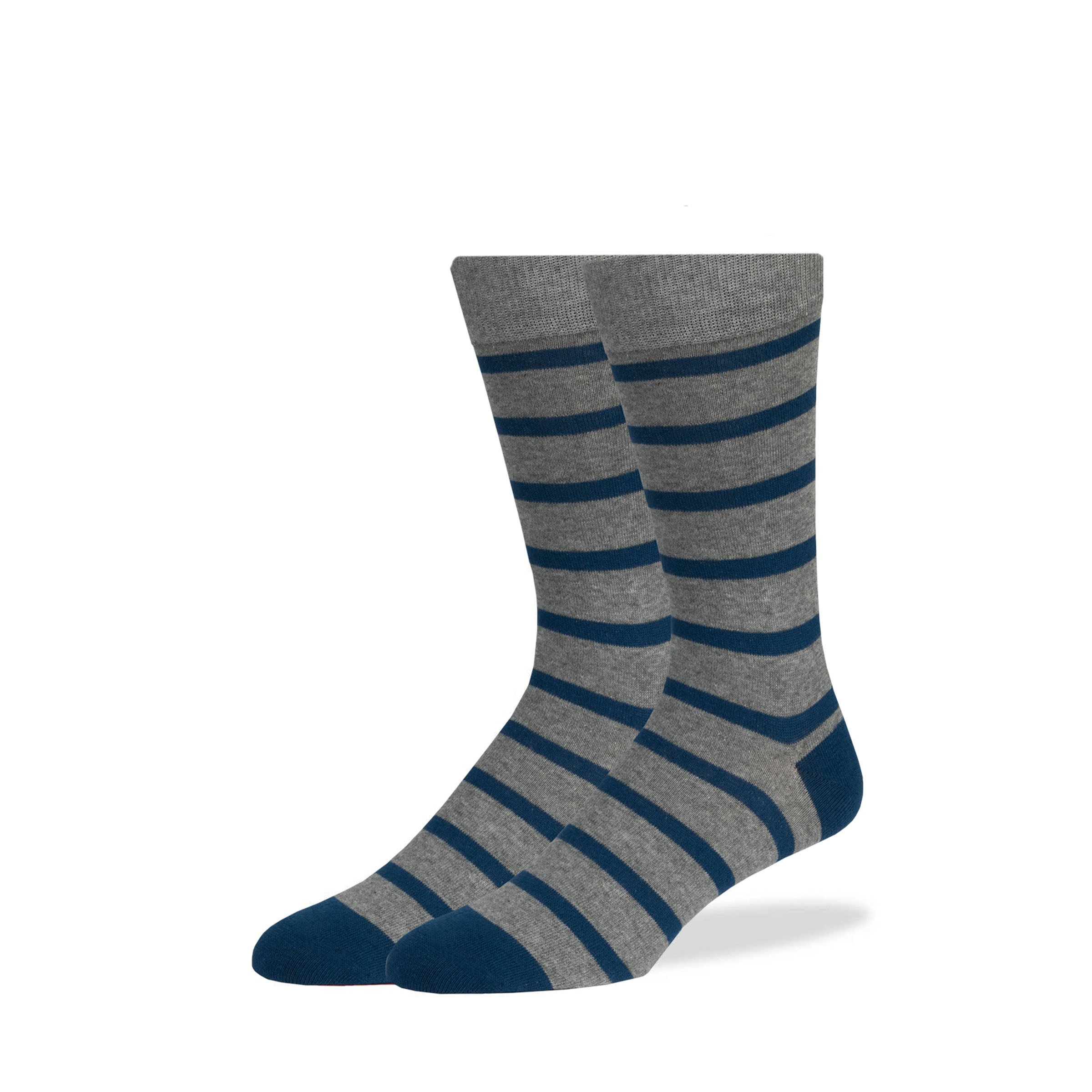 Heather Gray & Navy Stripe Socks - SprezzaBox
