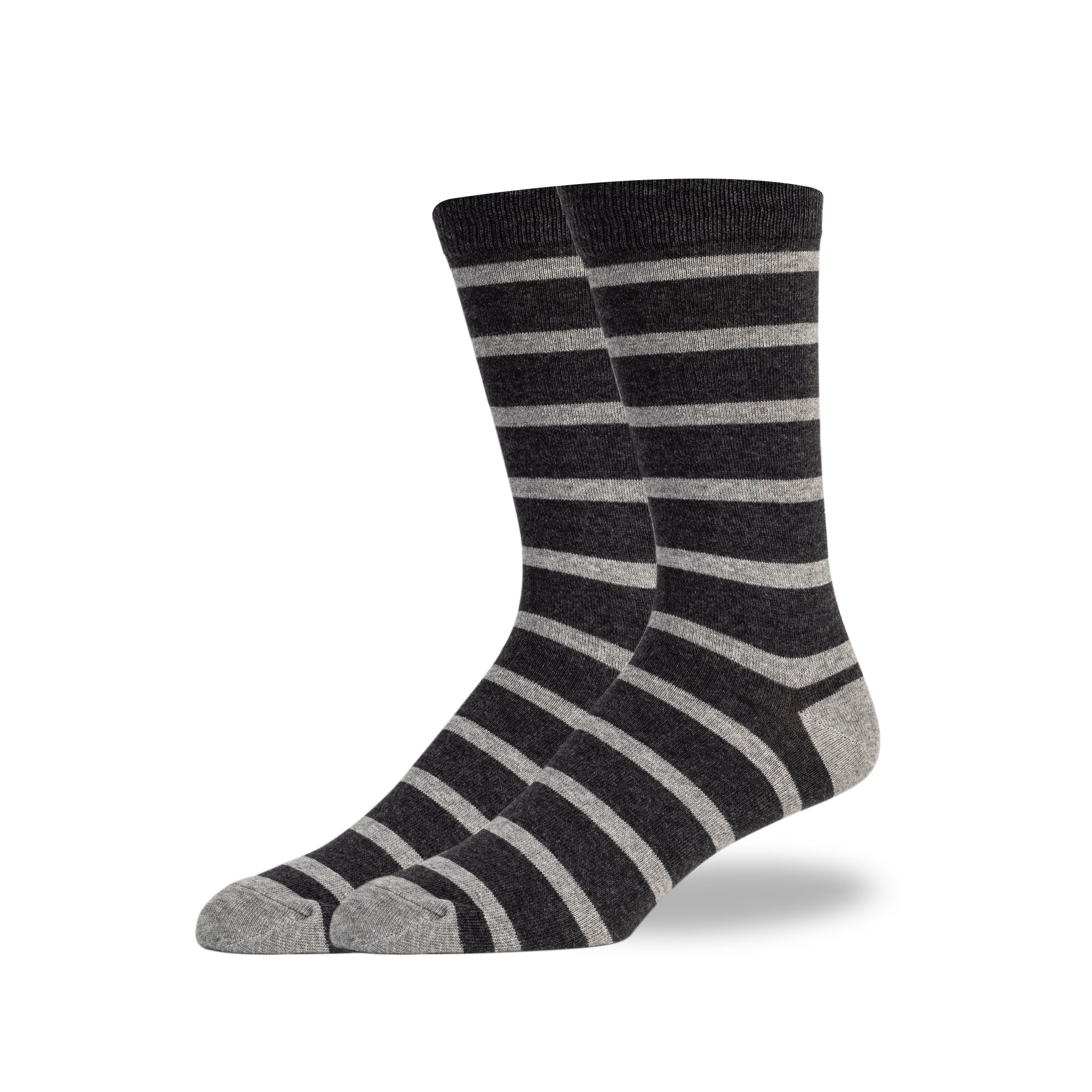 Charcoal & Heather Gray Stripe Socks - SprezzaBox