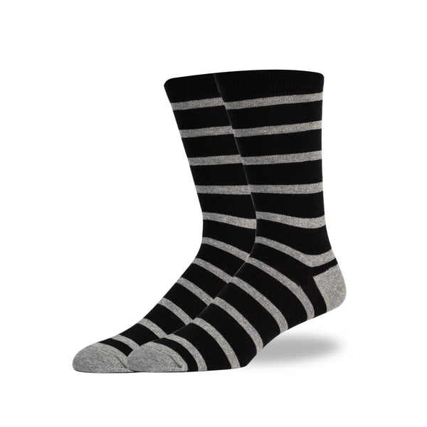 Black & Heather Gray Stripe Socks - SprezzaBox