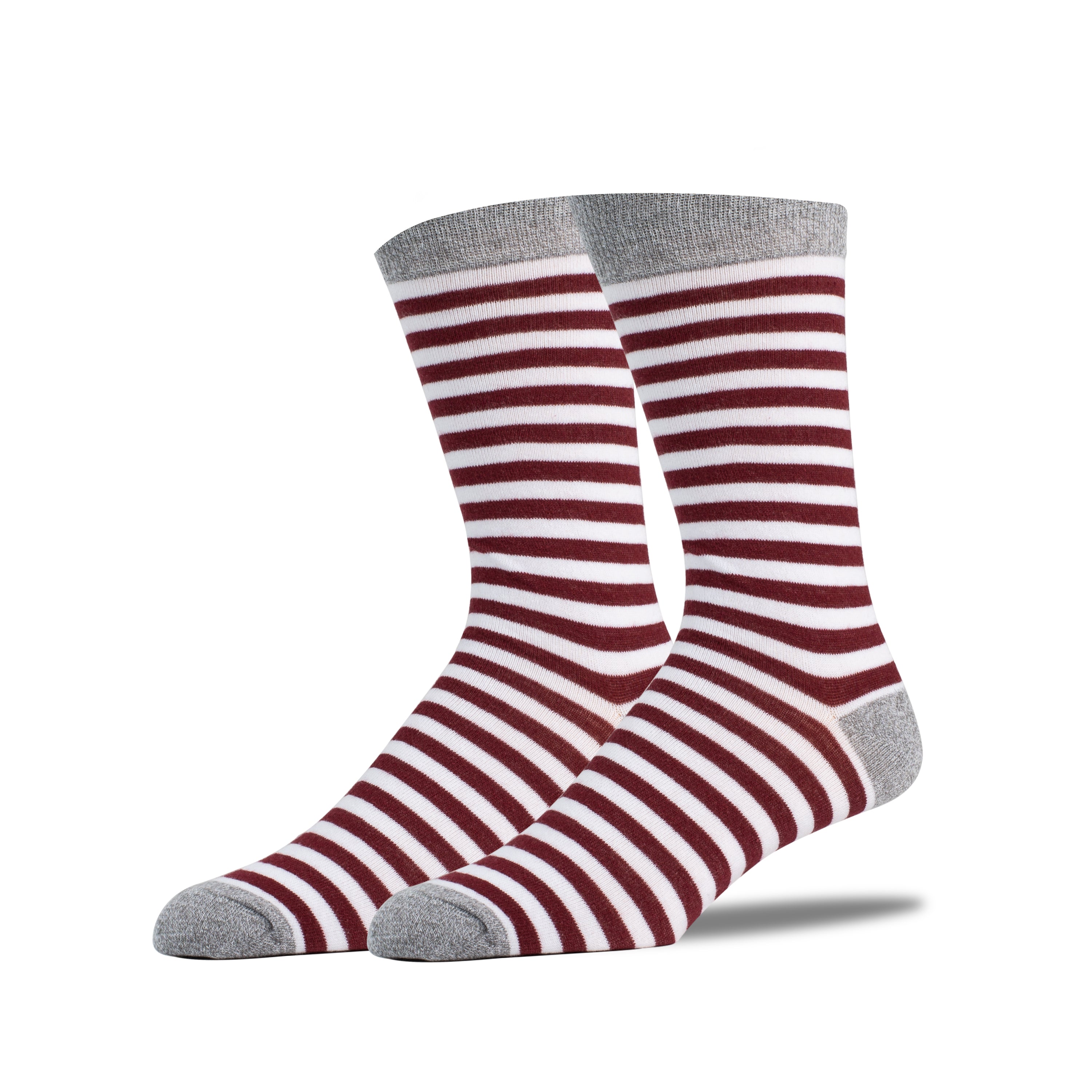 Burgundy & White Stripe Socks - SprezzaBox