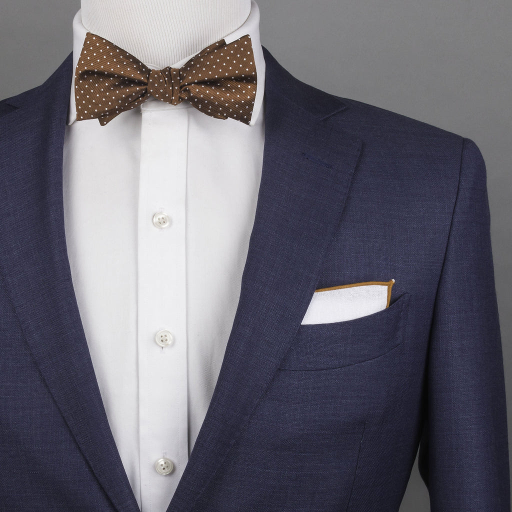 Brown Micro Dot Silk Bow Tie (Self-tie) (Wall Street) - SprezzaBox