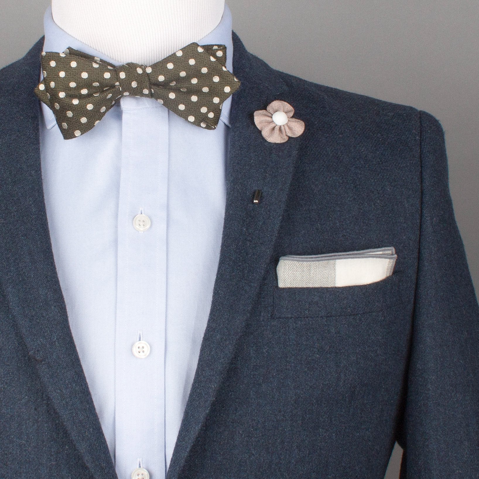 Forest Dot Silk Bow Tie (Self-tie) (Brooklyn) - SprezzaBox