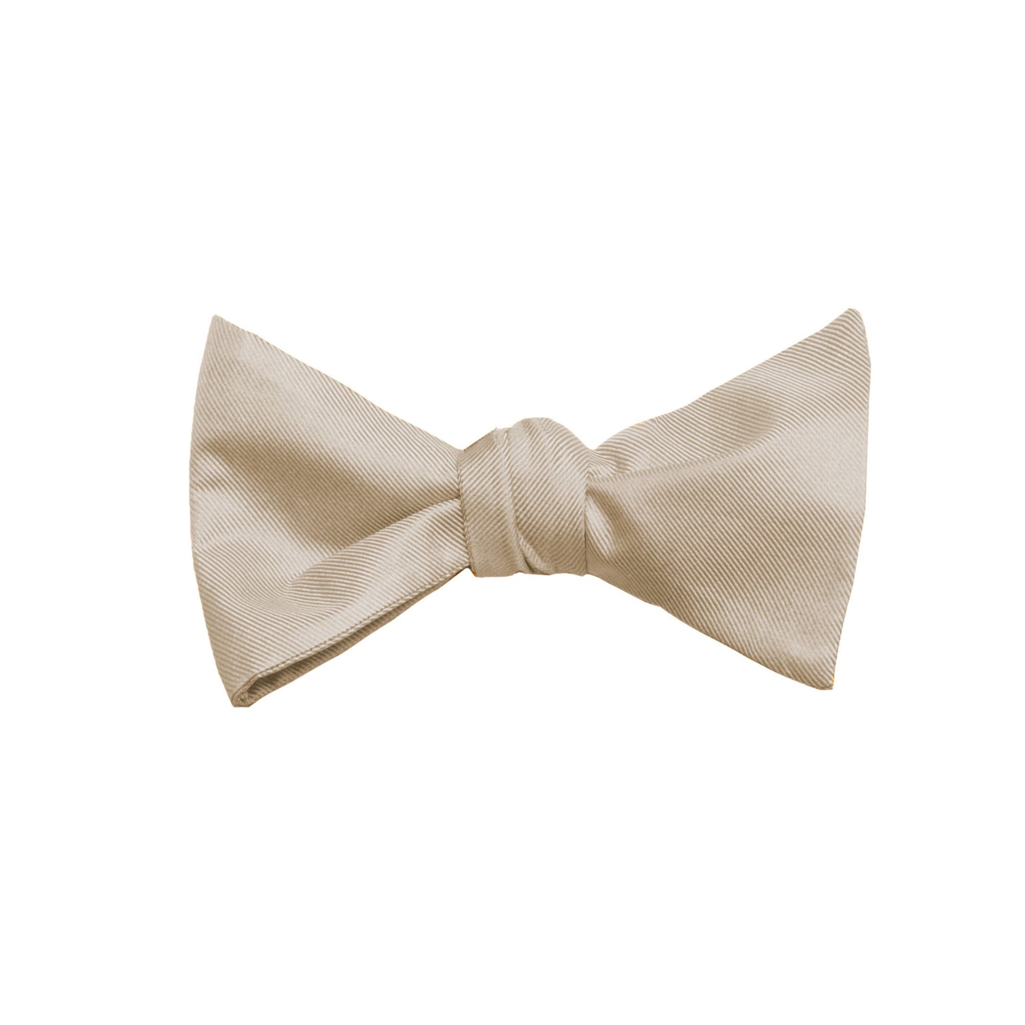Solid Champagne Silk Bow Tie (Self-tie) (Wall Street) - SprezzaBox