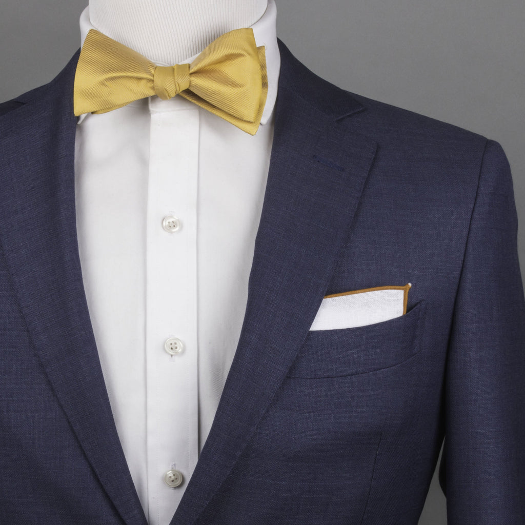 Solid Gold Silk Bow Tie (Self-tie) (Wall Street) - SprezzaBox