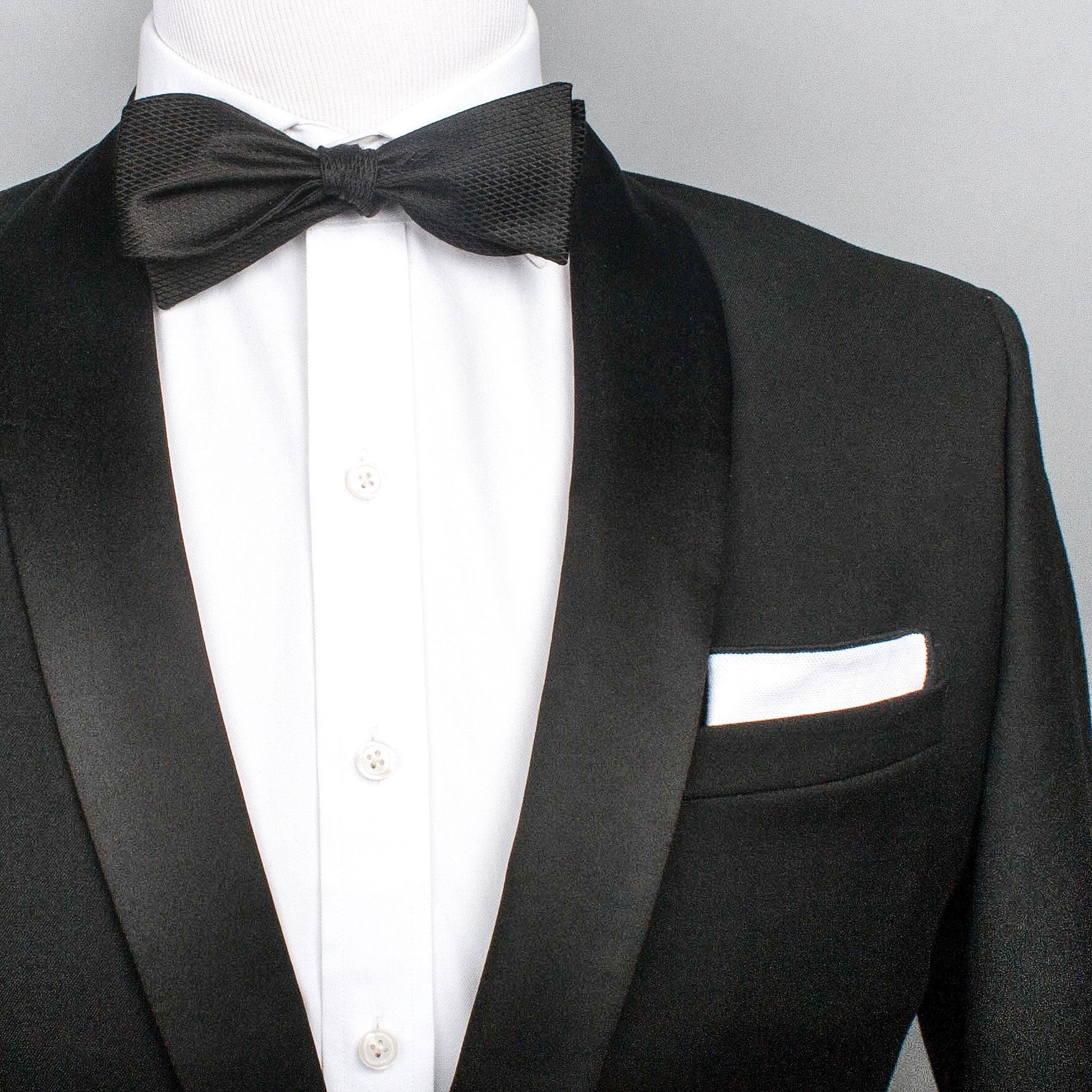 White & Black Trim Pocket Square (Wall Street) - SprezzaBox