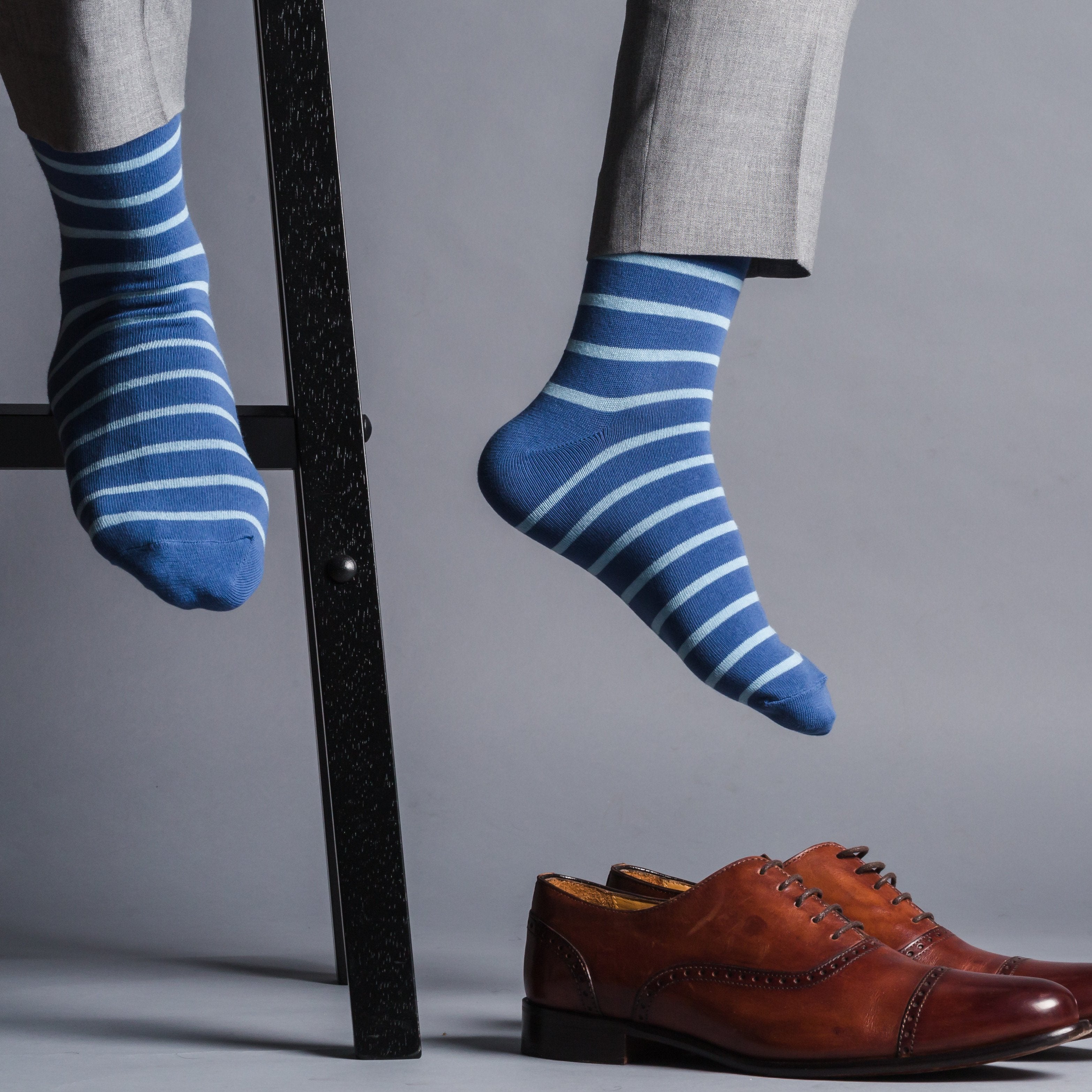 Blue Thin Stripe Socks Sprezzabox