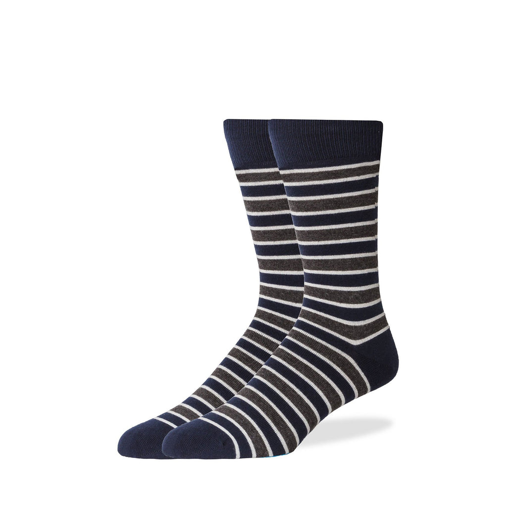 Navy & Gray Thin Stripe Socks - SprezzaBox